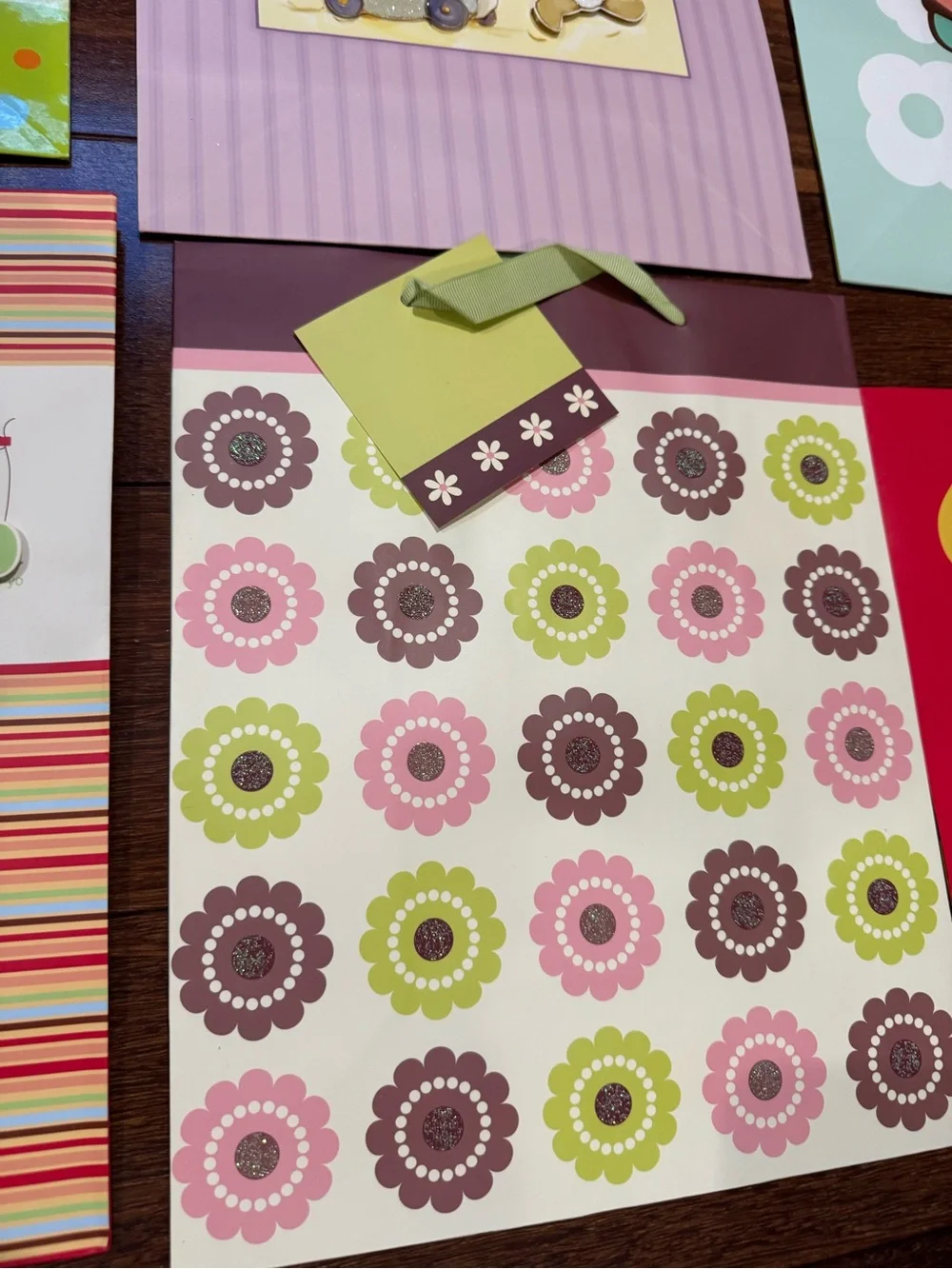 Assorted Gift Bag Set - Pastel Pink Floral & Striped Designs